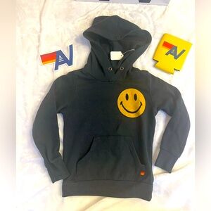 - - NWT Aviator Nation KIDS  Charcoal Smiley Face Hoodie Size 2
